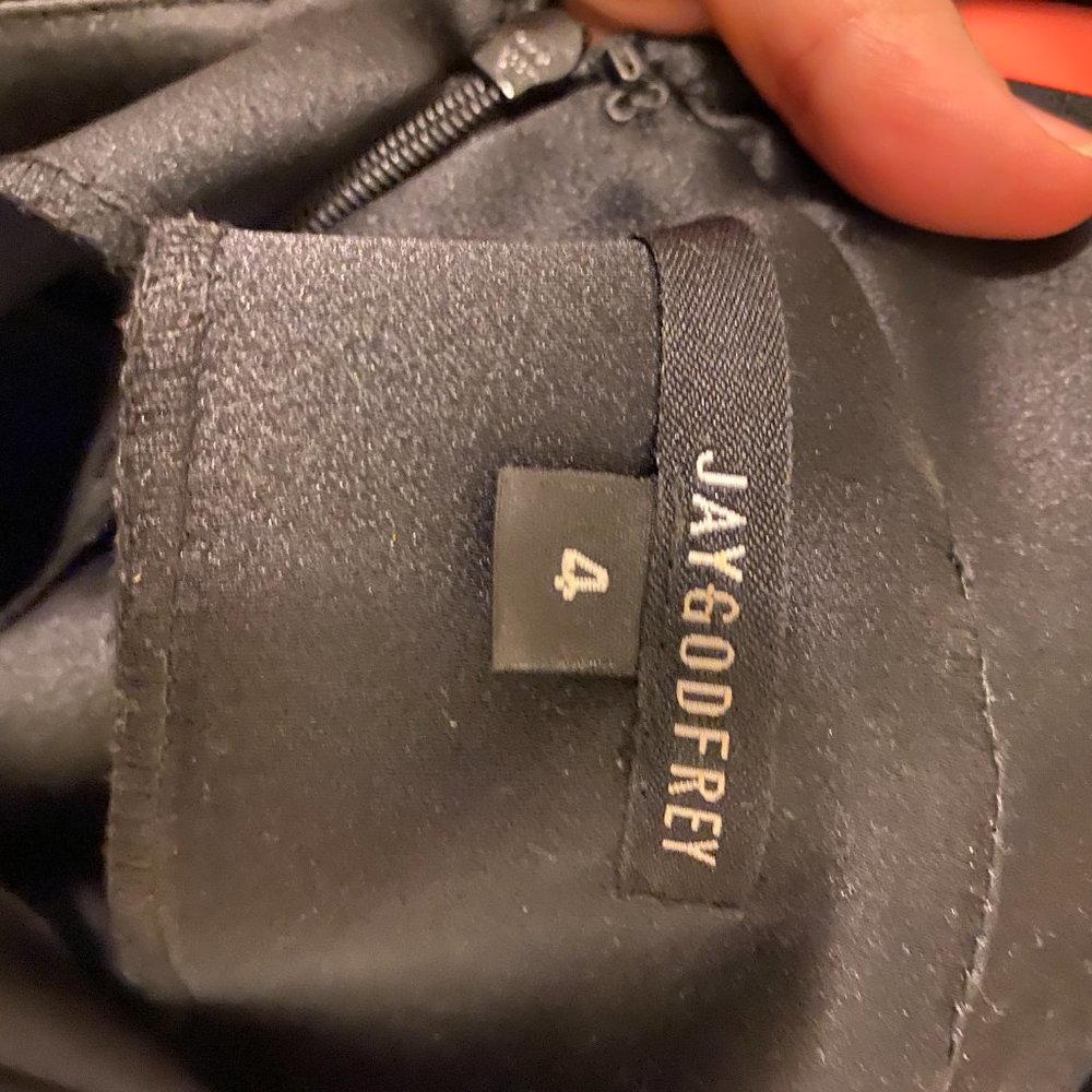 JAYGODFREY Size 4 Black One Shoulder Mini Dress - Picture 3 of 3